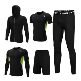 5PCS Set Men's Compression GYM Tights Sports Sportswear Suits