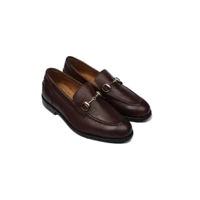 Amadora - Kid's Dark Brown Pebble Grain Loafer (5-12 Years Old)