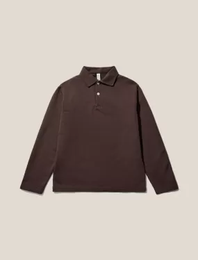 ANOTHER ASPECT Cotton L/S Jersey Polo Antique Brown