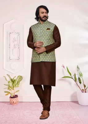 Attractive Maroon Color Fancy Wedding Kurta Pajama With Jacket