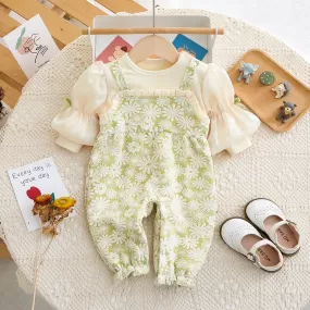 Baby Girls Flower Print Jumpsuits Wholesale 231019146