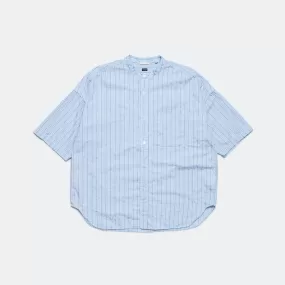 Band Collar Dobby Stripe S/S Shirt - Sax