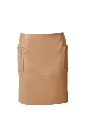 BEIGE FAUX LEATHER SKIRT