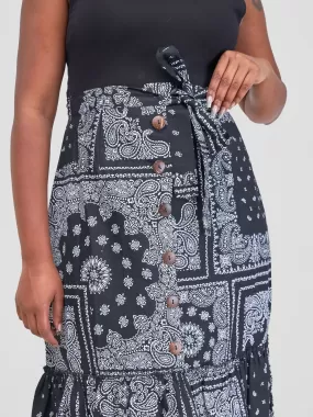 Bella Wangu Gypsy Bandana Print Skirt - Black / White