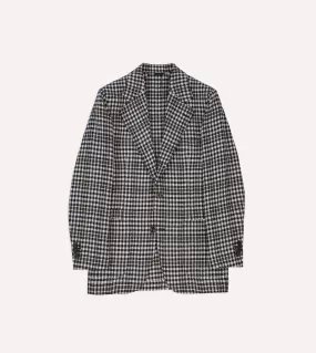 Black and White Houndstooth Check Shetland Tweed Blazer