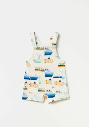 Boat Print Dungaree - Cream