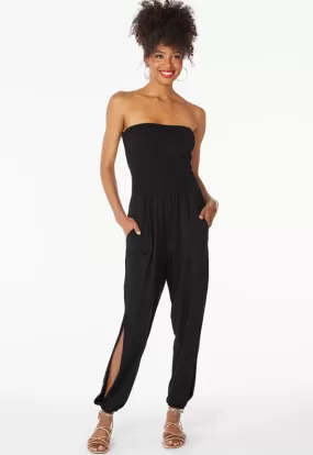 Bobi - Smocked Top Jumpsuit Black