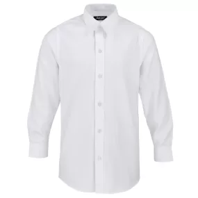 Boys White Textured Formal Shirt with White Buttons