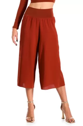 Brick Red Wrap Cropped Culottes