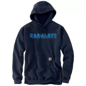 'Carhartt' Men's Rain Defender Midweight Logo Hoodie - Navy