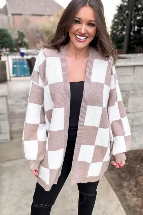 Checker Graphic Sweater Cardigan