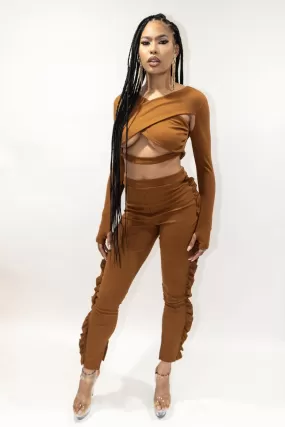 Classy But Nasty Ribbed Crop Top Pant Set