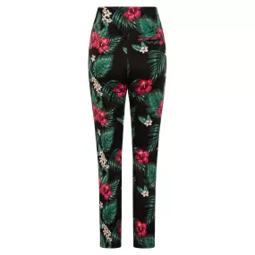 Collectif Black Floral Tropical Trousers