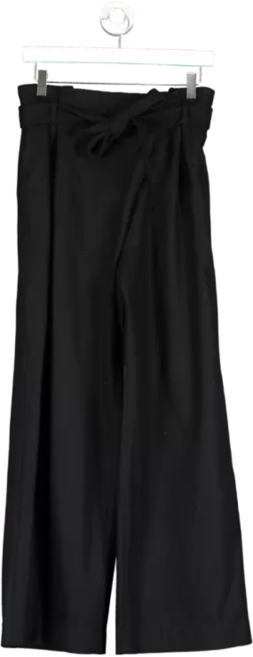 cos Black Wide Leg Wool Blend Trousers UK 6