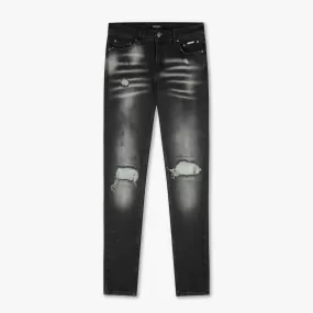 CROYEZ CH1 DISTRESSED JEANS - BLACK/BLUE SURF