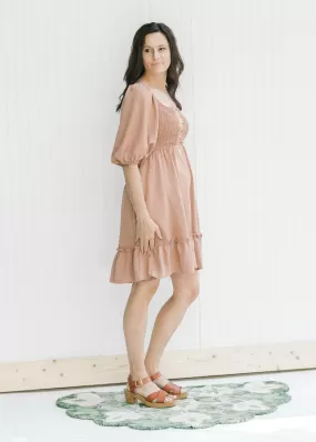 Dusty Ruched Button Dress