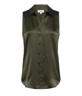 Emmy Sleeveless Blouse in Army