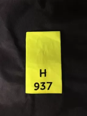 Epaulette Slides, Hi Vis yellow, black embroidered letter H and number 937, 11cm length (Used – Grade A)