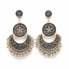 Ethnic Silver Ghungroo Earrings