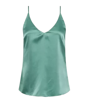 Gabriella V Neck Tank in Green Jasper