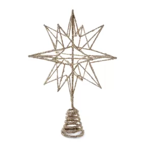 Glitter Star Tree Topper - Tarnished Silver