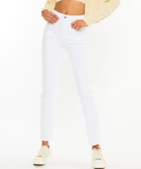 High Rise Slim Straight Jeans - White