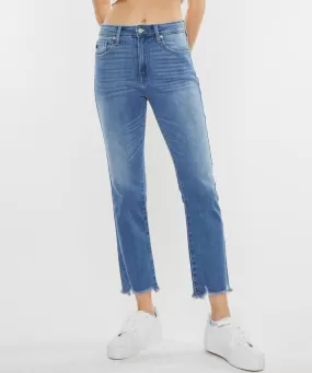 High Rise Straight Jeans - Medium Wash