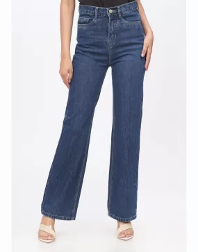 High Rise Straight Leg Jeans Dark Wash