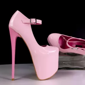 Light Pink Gloss Mary Jane High Heels