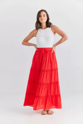 LOLA MAXI SKIRT SCARLET