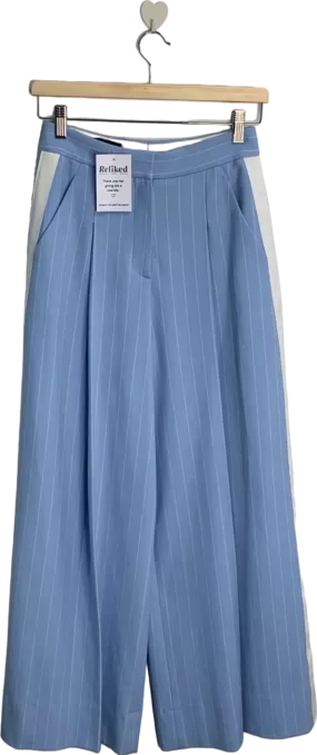 ME EM Blue Striped Wide-Leg Trousers UK 6