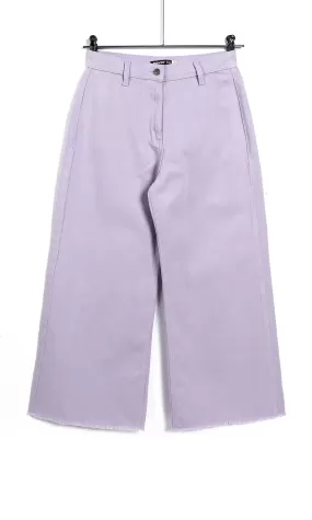 O158868 Light Purple Wide Leg Cotton Pants