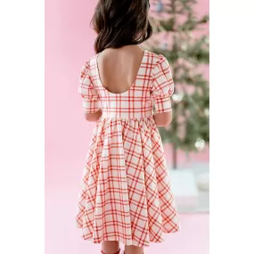 puff sleeve dress | scarlet plaid