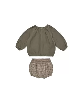 Quincy Mae - Forest Cinch Long Sleeve Top   Bloomer Set