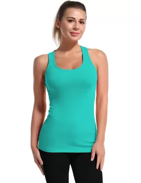 Racerback Athletic Tank Tops cyan_yogastudio