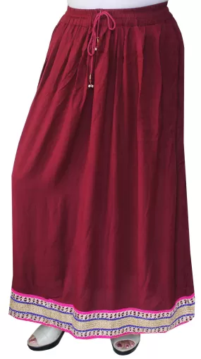 Rayon Solid Color Long  Skirt Womens Indian Clothing (Maroon)