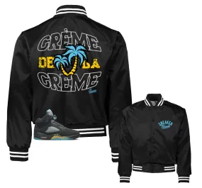 Retro 5 Aqua Satin Jacket - Creme - Black