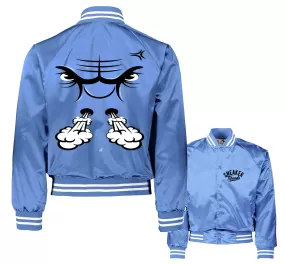 Retro 5 University Blue Satin Jacket - Raging Face - Uni Blue