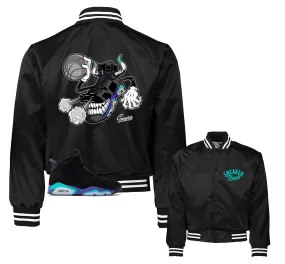 Retro 6 Aqua Satin Jacket - Fly Kicks -Black