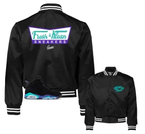 Retro 6 Aqua Satin Jacket - Fresh & Krispy -Black