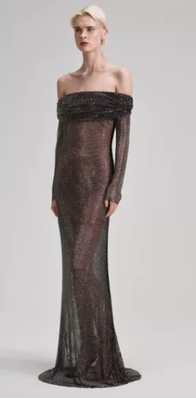 Rhinestone Fishnet Maxi Dress