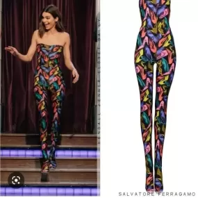 Salvatore Ferragamo NWT Shoe Print Body Stocking Jumpsuit Vintage RARE!!