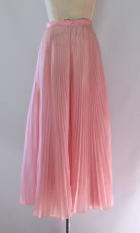 SHEER MAGIC 70s Pink Pleated Organza Palazzo Pants, Small