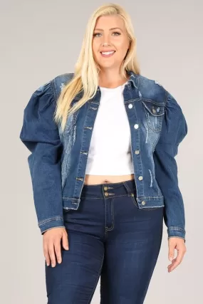 Solid Denim Puff Jacket