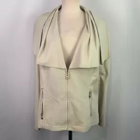 St. Johncream pleated zip lamb leather jacket