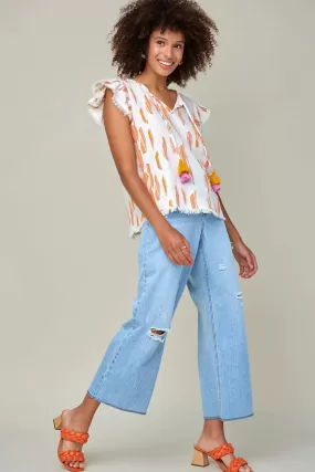 Tribal Audrey Rainbow Thread Ankle Slouchy Jeans - 7505O-4759