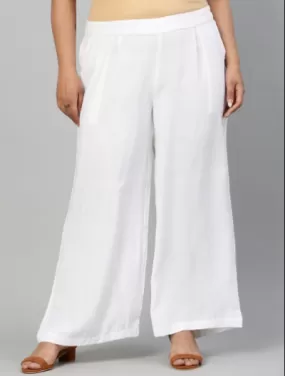 White Plus size Women Cotton Wide Leg Palazzos UK Next Day