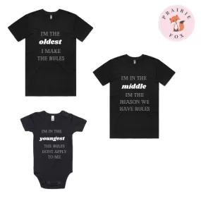 Youngest Middle Oldest Tshirts Announcement